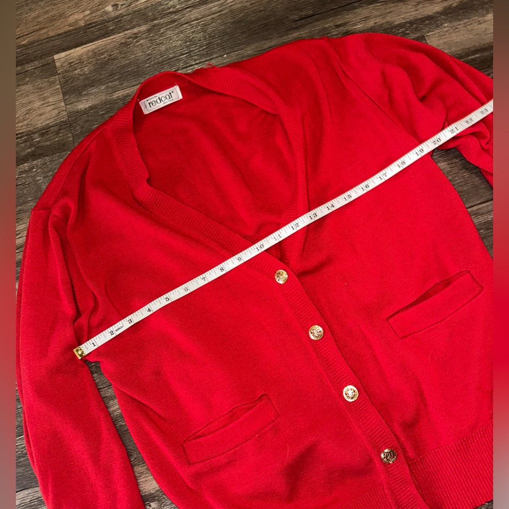 Redcat Red Cardigan Gold Button size L - Picture 6 of 11